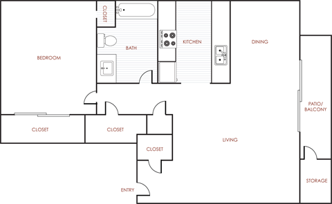 Redwoods 1 Bedroom 1 Bathroom Floor Plan 760 Square Feet